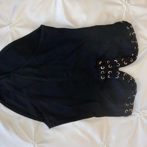 Black strapless bodysuit